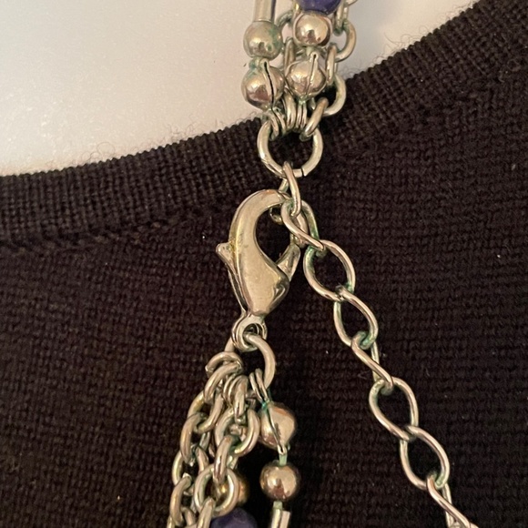 Premier Designs Silver and Navy Beaded Necklace - Picture 3 of 3